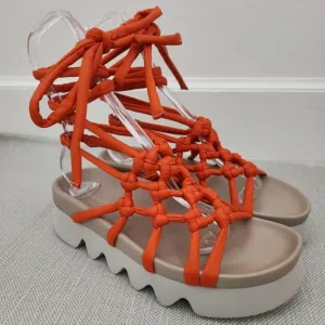 Patrizia Bonfanti Orange Strappy Slingback Platform Gladiator Sandals  Women 40