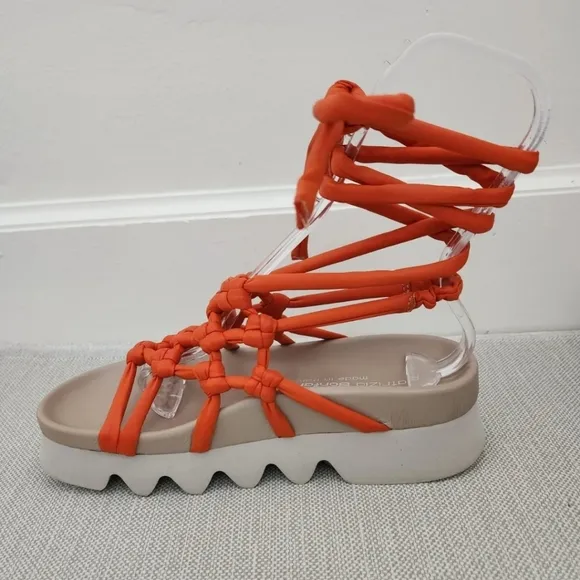 Patrizia Bonfanti Orange Strappy Slingback Platform Gladiator Sandals  Women 40