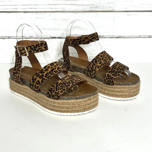Patrizia Spring Step Larissa Animal Print Platform Sandals Shoe Size 8