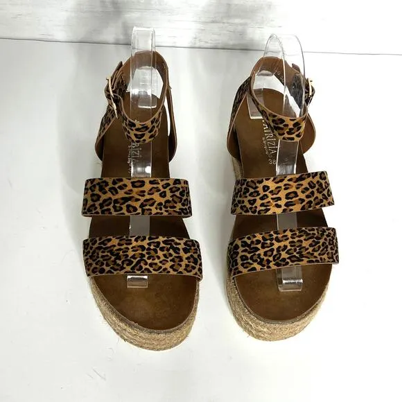 Patrizia Spring Step Larissa Animal Print Platform Sandals Shoe Size 8