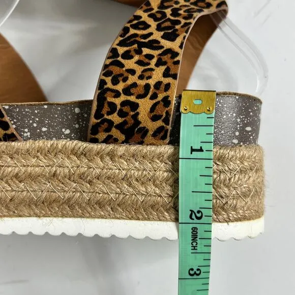 Patrizia Spring Step Larissa Animal Print Platform Sandals Shoe Size 8