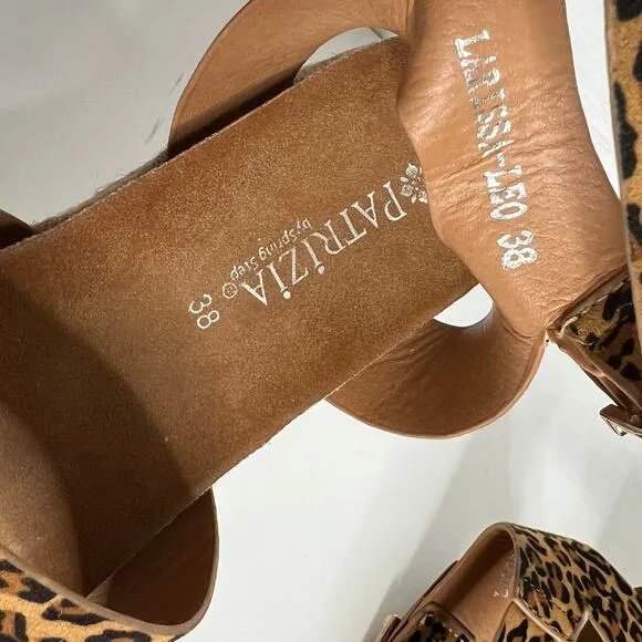 Patrizia Spring Step Larissa Animal Print Platform Sandals Shoe Size 8