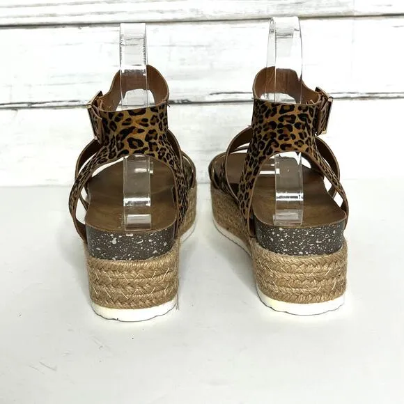Patrizia Spring Step Larissa Animal Print Platform Sandals Shoe Size 8