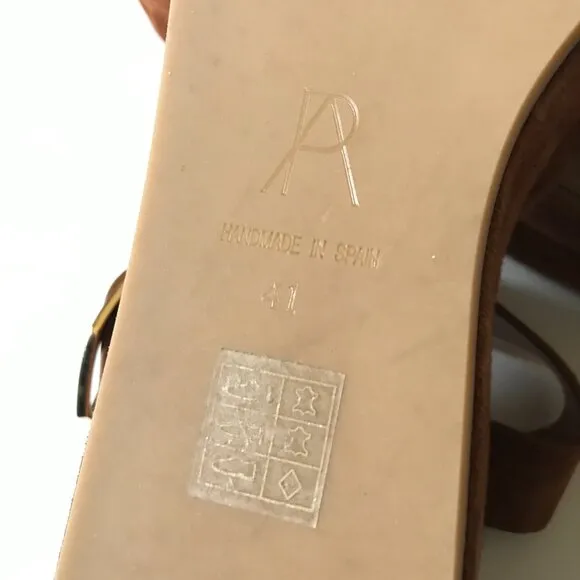 Paul Andrew Adept Platform Sandals Womens 41 11 Brown Tan Suede Buckle Wedges