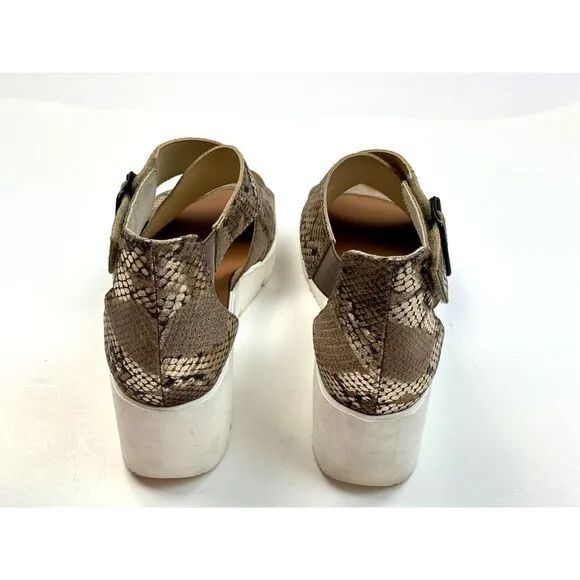 PAUL GREEN Cheryl Wedge Women‎ 6.5 US 9 EUC $309 Platform Snake Sandals Brown