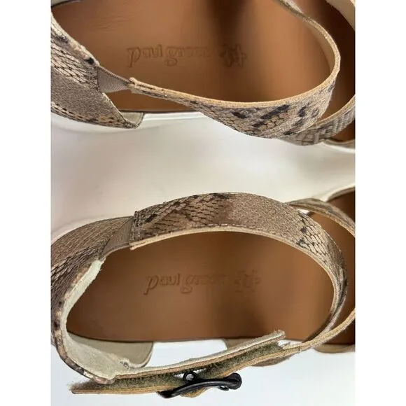PAUL GREEN Cheryl Wedge Women‎ 6.5 US 9 EUC $309 Platform Snake Sandals Brown