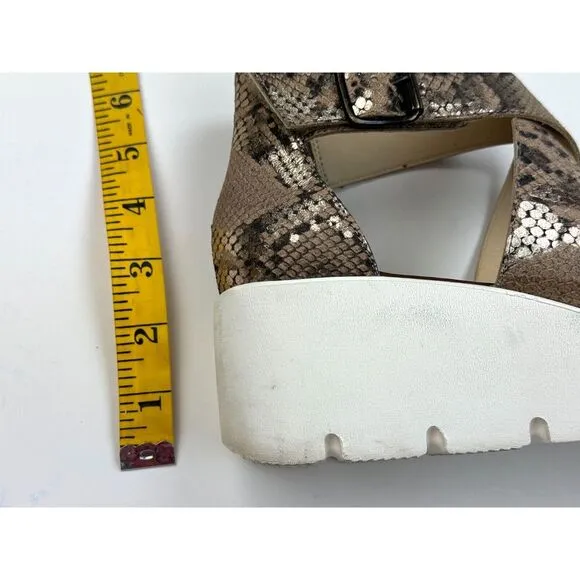 PAUL GREEN Cheryl Wedge Women‎ 6.5 US 9 EUC $309 Platform Snake Sandals Brown
