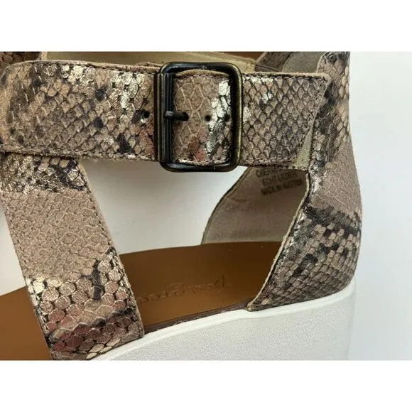 PAUL GREEN Cheryl Wedge Women‎ 6.5 US 9 EUC $309 Platform Snake Sandals Brown