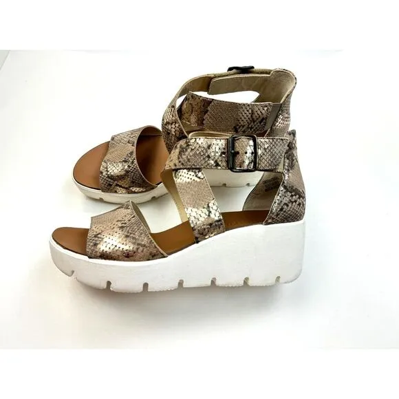 PAUL GREEN Cheryl Wedge Women‎ 6.5 US 9 EUC $309 Platform Snake Sandals Brown