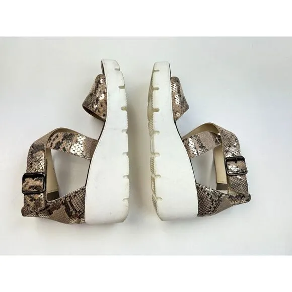 PAUL GREEN Cheryl Wedge Women‎ 6.5 US 9 EUC $309 Platform Snake Sandals Brown