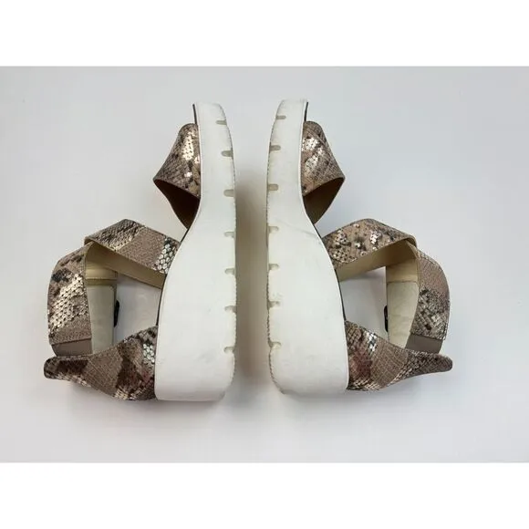 PAUL GREEN Cheryl Wedge Women‎ 6.5 US 9 EUC $309 Platform Snake Sandals Brown