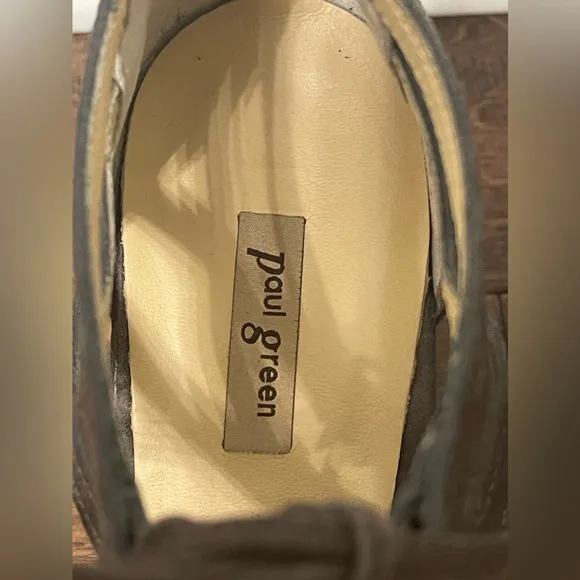Paul Green Metallic Earth Gray Leather Lace-up Veronica Sandals Size 6.5