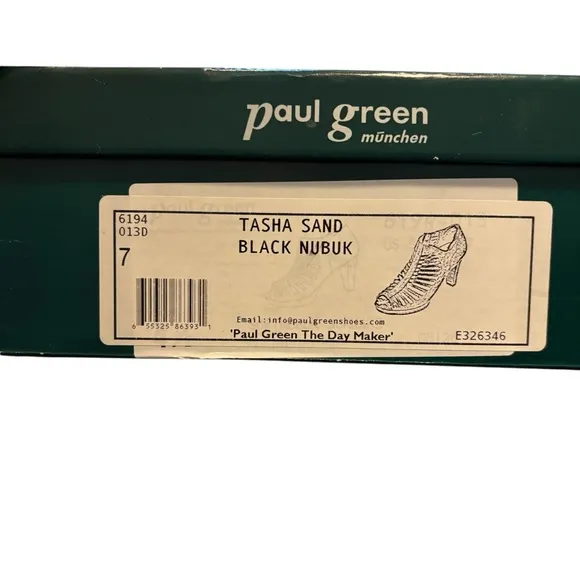 PAUL GREEN Munchen Black Suede Tasha Sandal, Size 4.5, NWB