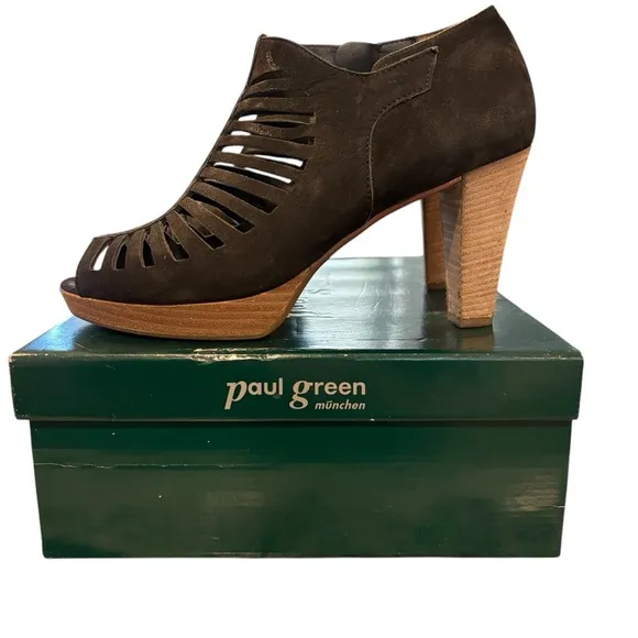 PAUL GREEN Munchen Black Suede Tasha Sandal, Size 4.5, NWB