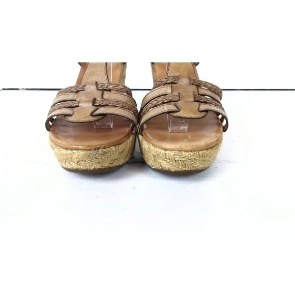 Paul Green open toe strappy leather platform wedge espadrille rope sandals
