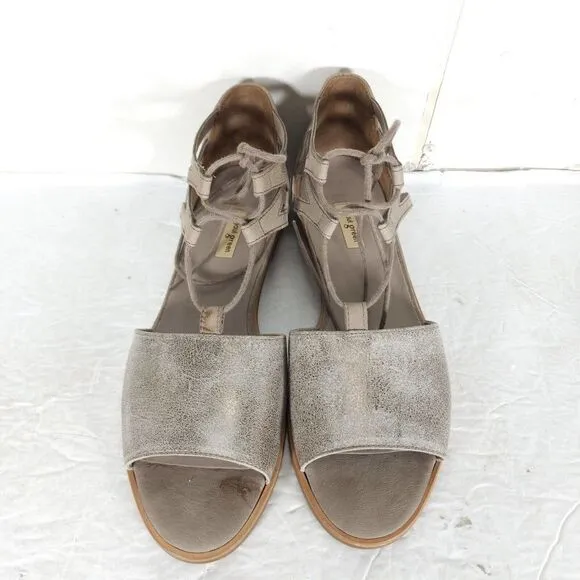 Paul Green Women's Morea US 8,5 Uk 6 Leather Metallic Taupe Lace-Up Sandals