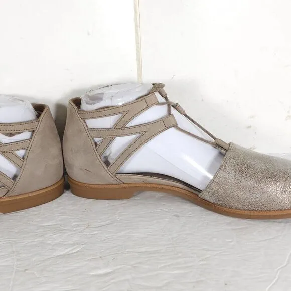Paul Green Women's Morea US 8,5 Uk 6 Leather Metallic Taupe Lace-Up Sandals