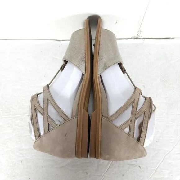 Paul Green Women's Morea US 8,5 Uk 6 Leather Metallic Taupe Lace-Up Sandals