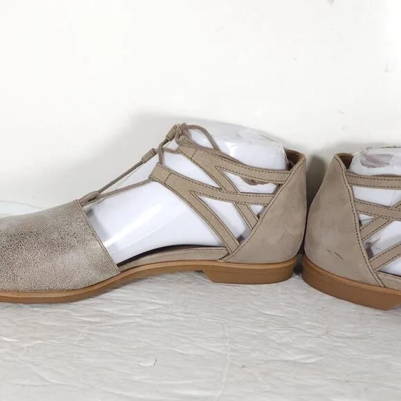 Paul Green Women's Morea US 8,5 Uk 6 Leather Metallic Taupe Lace-Up Sandals
