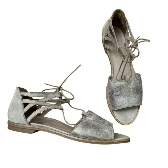Paul Green Morea Shimmer Taupe Leather Gladiator Sandals UK Size 6.5 = US Size 9