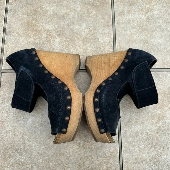 Pedro Garcia Blue Suede Leather Wedge Sandals