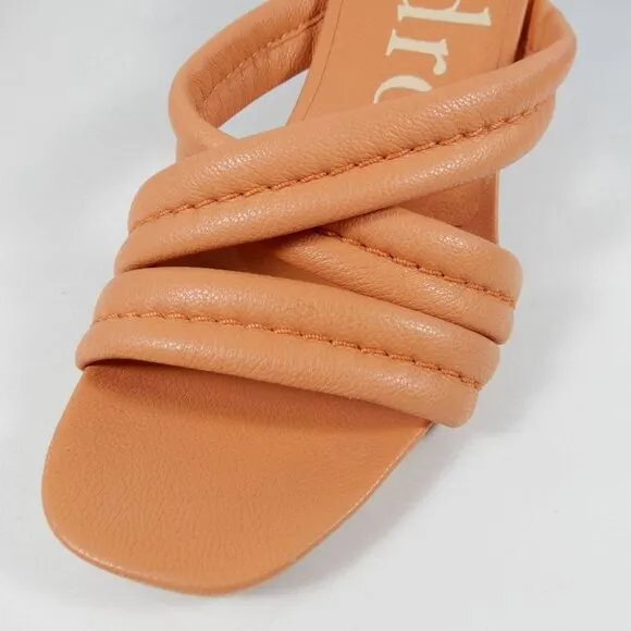 Pedro Garcia Cindy Midi Heel Slide SANDALS EU 37 7 Peach Orange Leather NEW $495