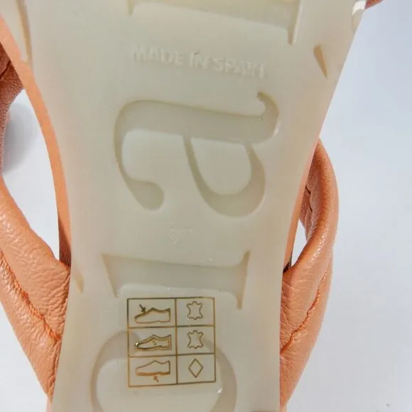 Pedro Garcia Cindy Midi Heel Slide SANDALS EU 37 7 Peach Orange Leather NEW $495