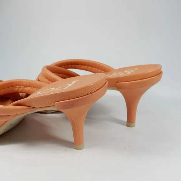 Pedro Garcia Cindy Midi Heel Slide SANDALS EU 37 7 Peach Orange Leather NEW $495