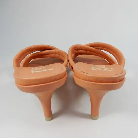 Pedro Garcia Cindy Midi Heel Slide SANDALS EU 37 7 Peach Orange Leather NEW $495