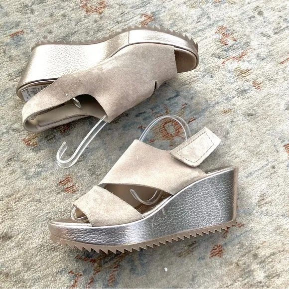 Pedro Garcia Fritzi NWT New Suede Slingback Wedge Sandals Sz 40