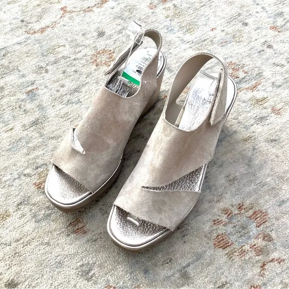 Pedro Garcia Fritzi NWT New Suede Slingback Wedge Sandals Sz 40