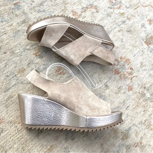 Pedro Garcia Fritzi NWT New Suede Slingback Wedge Sandals Sz 40