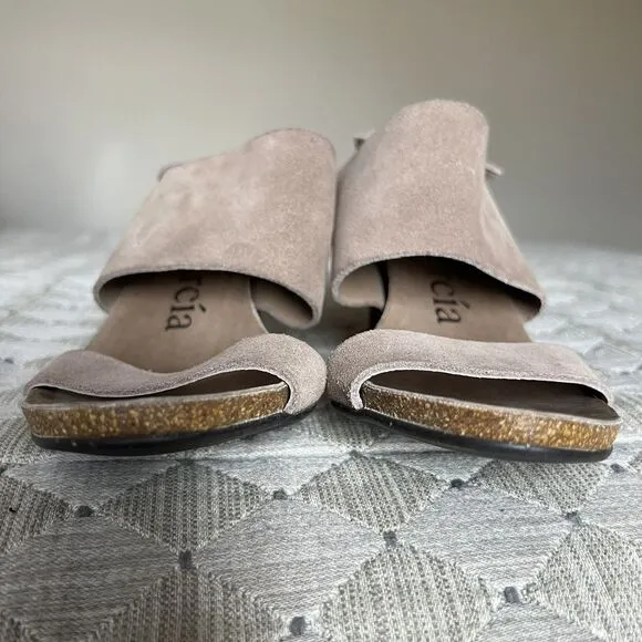 Pedro Garcia Light Brown Suede Slingback Heeled Sandal Women 37.5 US 7.5 Spring