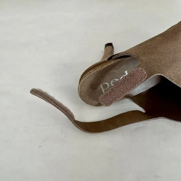 Pedro Garcia Light Brown Suede Slingback Heeled Sandal Women 37.5 US 7.5 Spring