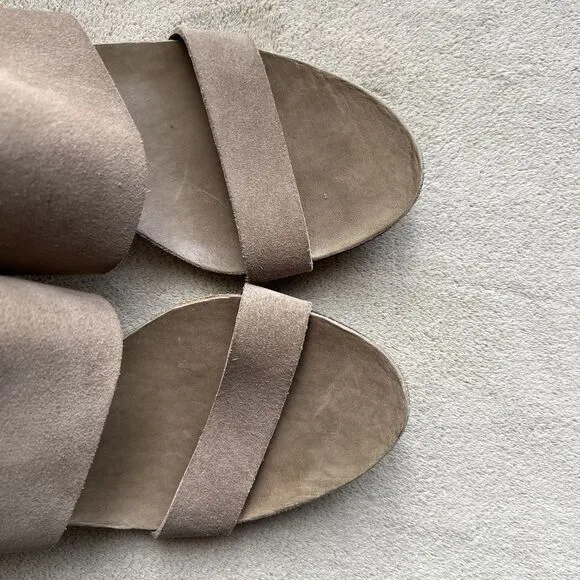 Pedro Garcia Light Brown Suede Slingback Heeled Sandal Women 37.5 US 7.5 Spring