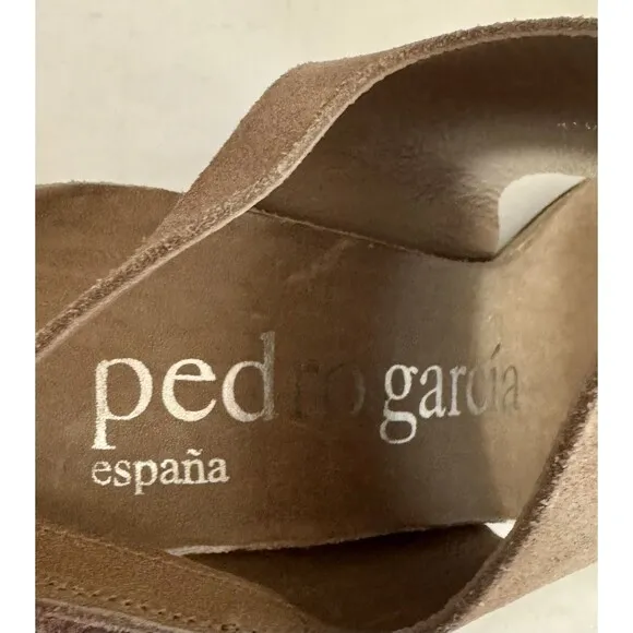 Pedro Garcia Light Brown Suede Slingback Heeled Sandal Women 37.5 US 7.5 Spring