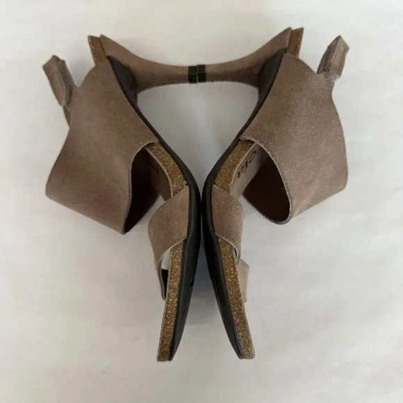 Pedro Garcia Light Brown Suede Slingback Heeled Sandal Women 37.5 US 7.5 Spring