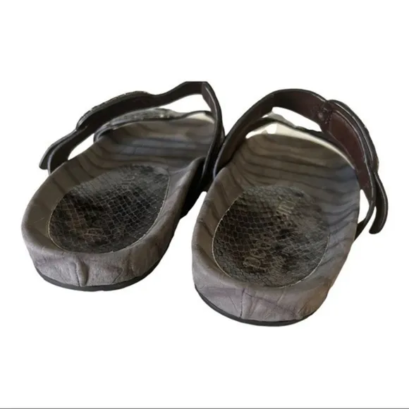 Pedro Garcia Slide Arielle Gray Black Snake Embossed Sandals Size 6.5