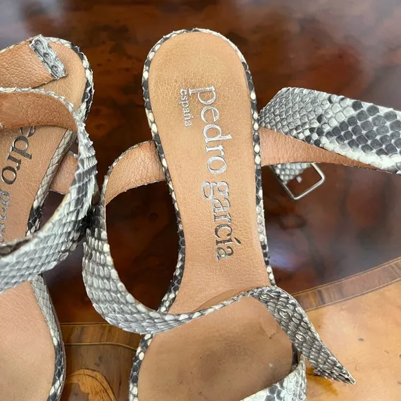 Pedro Garcia Snakeskin Ankle Strap Sandals 37/6.5