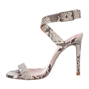 Pedro Garcia Snakeskin Ankle Strap Sandals 37/6.5