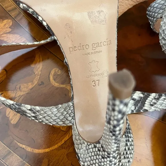 Pedro Garcia Snakeskin Ankle Strap Sandals 37/6.5