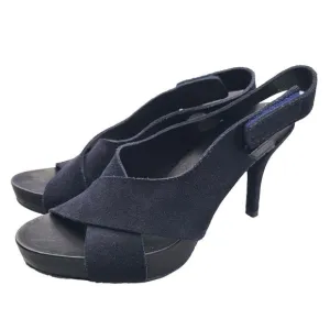 Pedro Garcia Women Heel Platform Sandals Navy Suede Sz EU 37.5 US 7.5 Worn Once