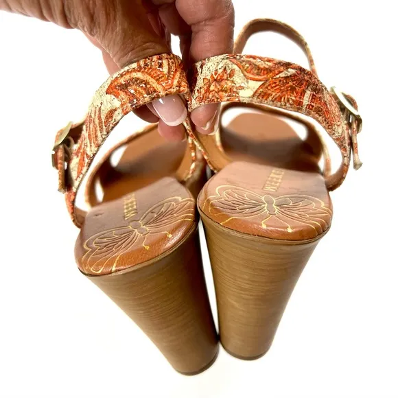 Pedro Miralles  Floral Platform Sandals - Orange and Cream