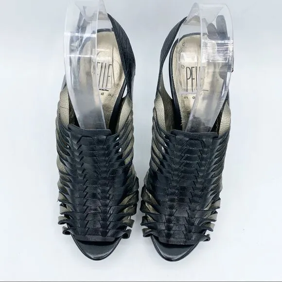 Pelle Mode Leather Heels Platform Caged Sandals 6