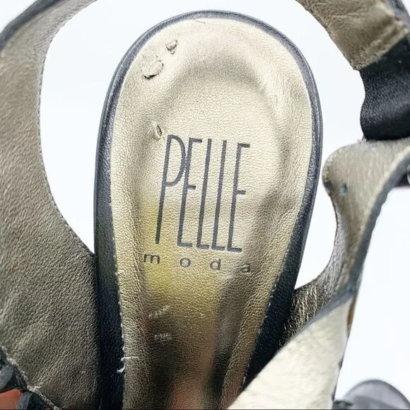 Pelle Mode Leather Heels Platform Caged Sandals 6