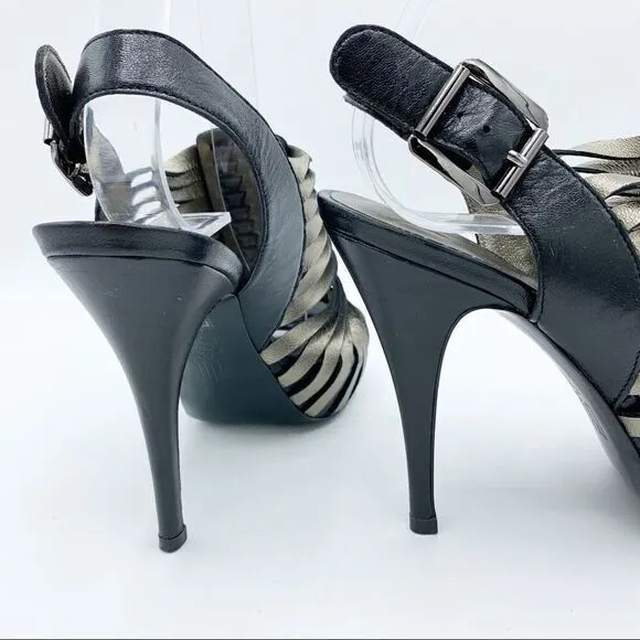 Pelle Mode Leather Heels Platform Caged Sandals 6