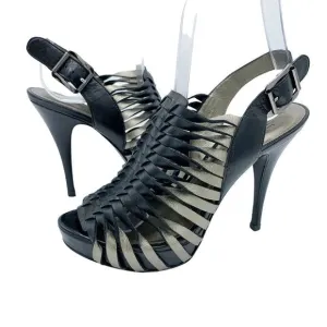 Pelle Mode Leather Heels Platform Caged Sandals 6