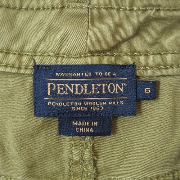 Pendleton Classic Cotton Twill Mid Waisted A-Line Mini Skirt Olive Green 6