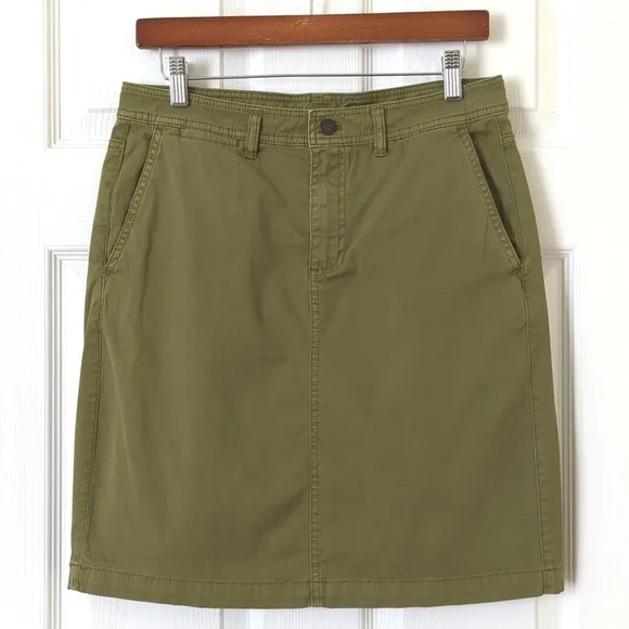 Pendleton Classic Cotton Twill Mid Waisted A-Line Mini Skirt Olive Green 6