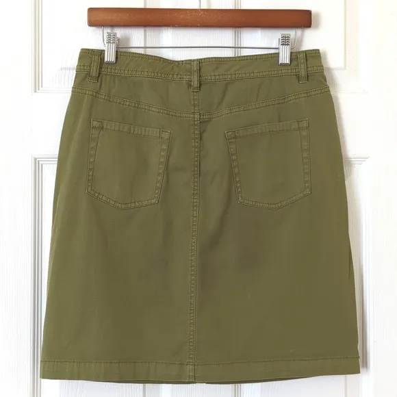 Pendleton Classic Cotton Twill Mid Waisted A-Line Mini Skirt Olive Green 6